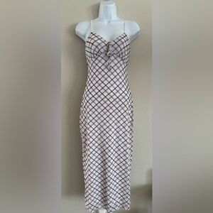 No Comment‎ Plaid Babydoll Maxi Cami Dress Small Y2K